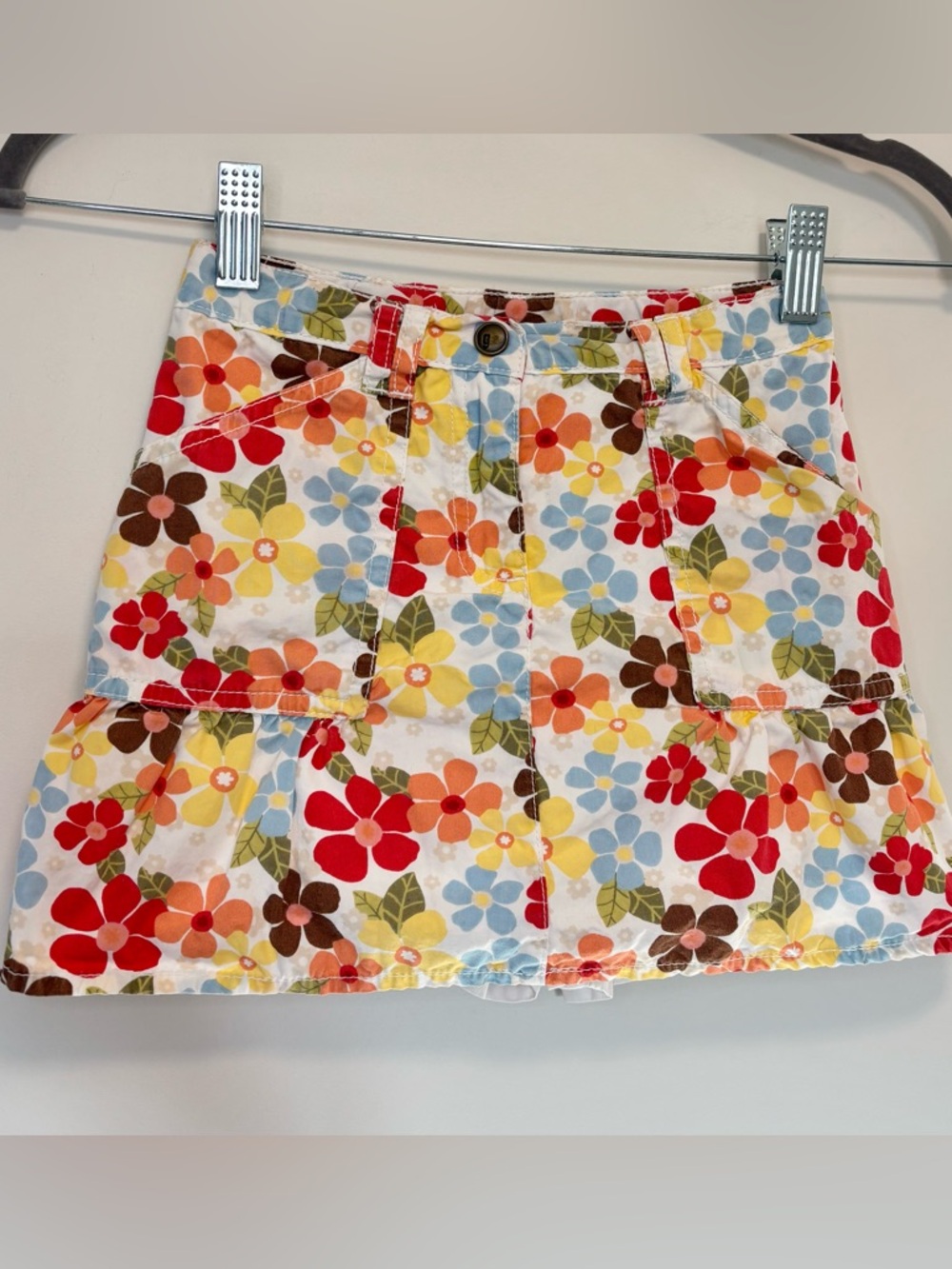 Vintage Gymboree ISLAND GETAWAY Floral Print Cargo Skirt Skort Girl Size 6